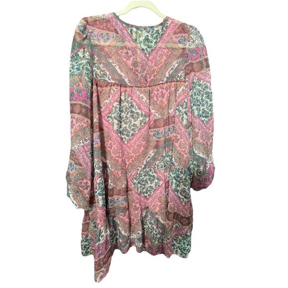 Cato lined  Dress Womens Medium Burgundy Flowy Boho long sleeve - Picture 4 of 4